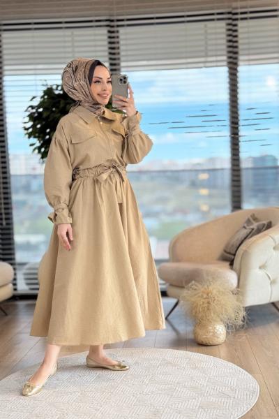 22680 Ön Cep Kapaklı Fermuarlı Etekli Takım Taş