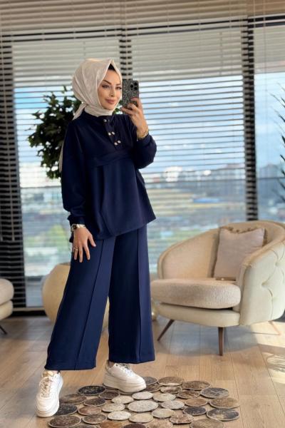 22753 Patı İki Sıra Çıtçıtlı Takım Lacivert