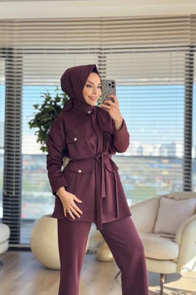 22764 Önü Dört Cep Kapaklı Takım Bordo