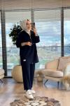 22775 Ön Parça Detaylı Ferm.Kapşonlu Takım Lacivert