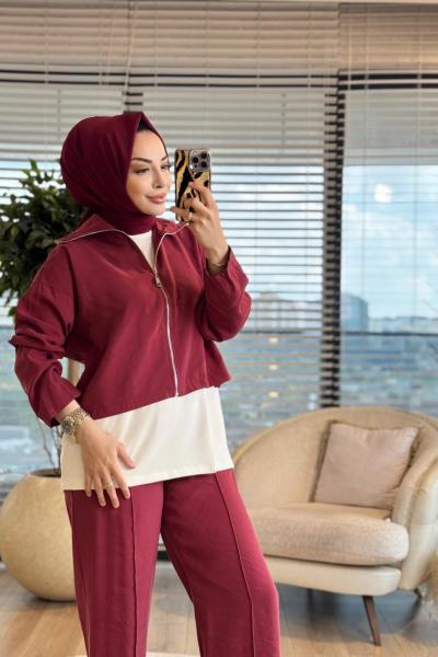 22881 Kolsuz İçlikli 3lü Takım Bordo