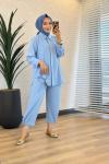 22908 Etek Ucu Ve Paçası İpli Takım Mavi