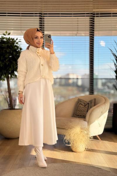 24W2022 Olis Peluş Hırka Ekru