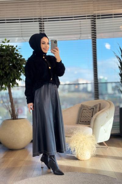 24W2022 Olis Peluş Hırka Siyah