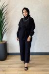 250364 Bağcıklı Şık Modern Pantolon Takım Siyah