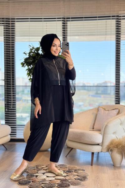 25484 Ön Arka Gofre Kabartma Takım Siyah