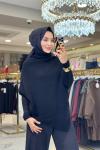 2574 Asimetrik Triko Tunik Siyah