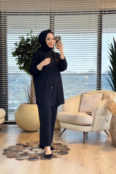 26605 Efsun Kapşonlu Oshyo Takım Siyah