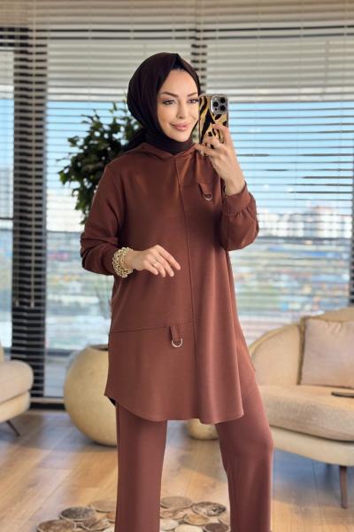 26605 Efsun Kapşonlu Oshyo Takım Kahve