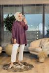 27268 Çizgili Basic Gömlek Bordo