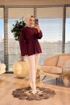 2755 Dikiş Detaylı Yırtmaçlı Sweat Bordo