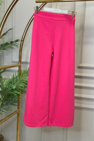 30007 İki İplik Bol Paça Pantolon Fuşya