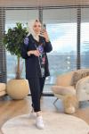 3036 Ön Desen Ve Fermuarlı Takım Siyah