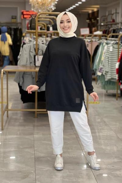 30644 Yanı Yırtmaçlı Tunik Siyah
