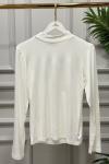 3078 Yüksek Yaka Uzun Kol Bluz Ekru