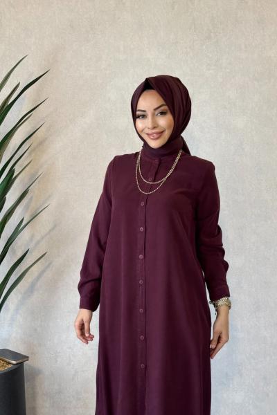 3115 Tencel Uzun Takım Bordo