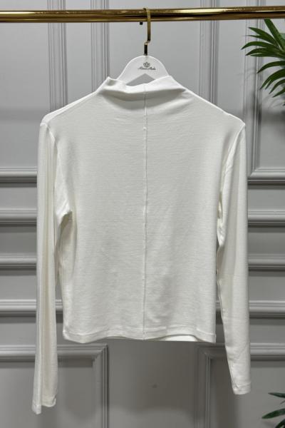 3324 Dikiş Detaylı Bluz Ekru