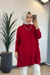 3399 Yarasa Triko Tunik Kırmızı