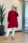 3399 Yarasa Triko Tunik Kırmızı
