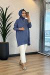 3399 Yarasa Triko Tunik İndigo