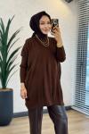 3399 Yarasa Triko Tunik Kahve