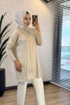 3399 Yarasa Triko Tunik Bej