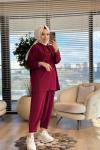 34068 Ribana Kumaş Kapşonlu Takım Bordo