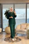 3444 Nopen Fitilli Triko Pantolon Takım Zümrüt