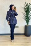 3485 Kabartma Desenli Ceket İndigo