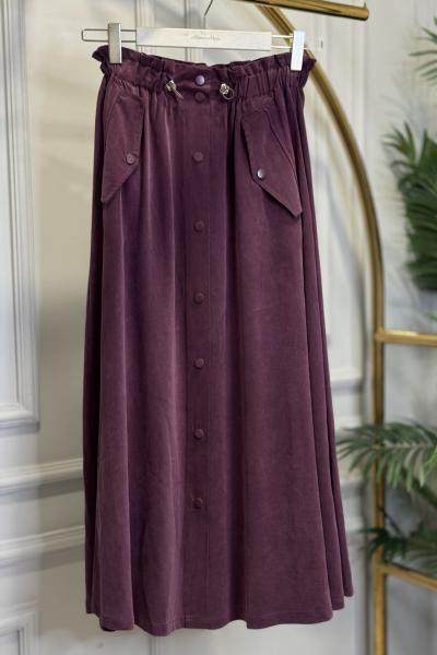 35081 Cepli Çıtçıtlı Modal Etek Bordo