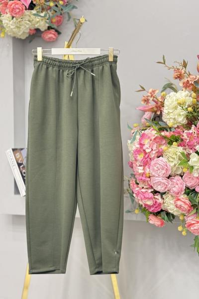 35800 Kesik Detaylı Konik Pantolon Haki