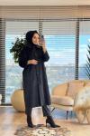35859 Peluş Uzun Kaban Siyah
