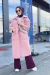 36638 Melanjlı Kaşe Bukle Kaban Pembe