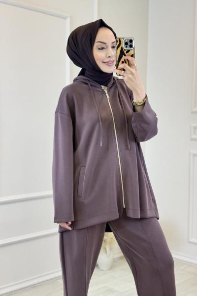 37950 Bomber Ve Pantolonlu Takım Kahve