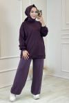 38070 Taş Detaylı SweatShirt Mürdüm