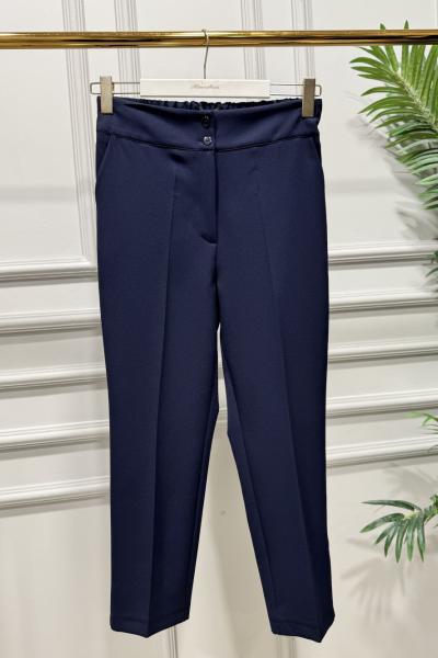 3955 Bel Arkası Lastikli Kalem Pantolon Lacivert