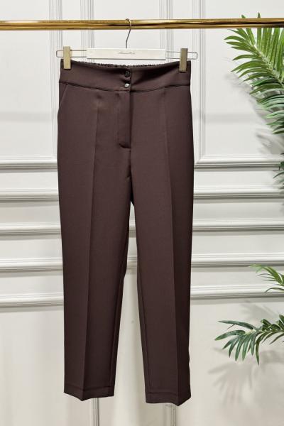 3955 Bel Arkası Lastikli Kalem Pantolon Kahve