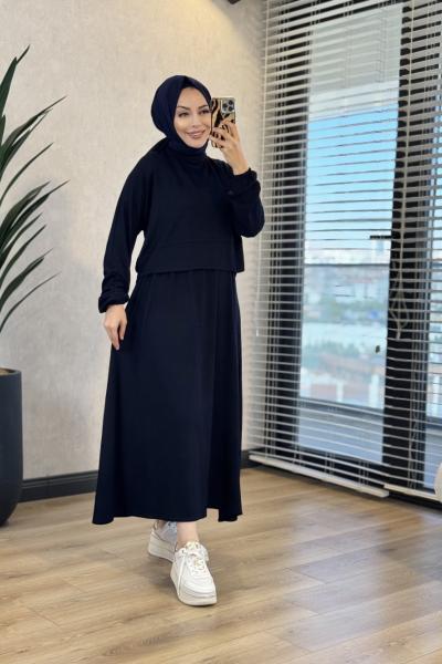 3982 Osyho Etek Bluz Takım Lacivert