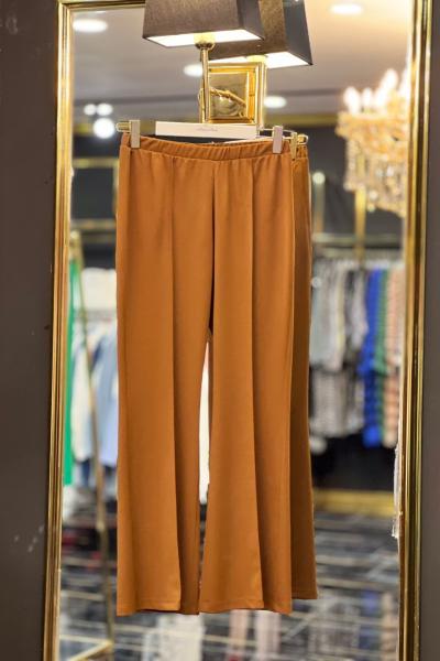 4025 Scuba Crep İspanyol Paça Pantolon Kahve