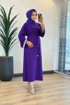 4068 Kolu Taşlı Elbise Mor