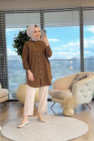 3685 Mara Tunik  Açık Kahve