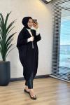 4199 Fitilli Oval Yarasa Hırka Siyah