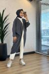 4199 Fitilli Oval Yarasa Hırka Antrasit