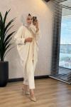 4199 Fitilli Oval Yarasa Hırka Ekru