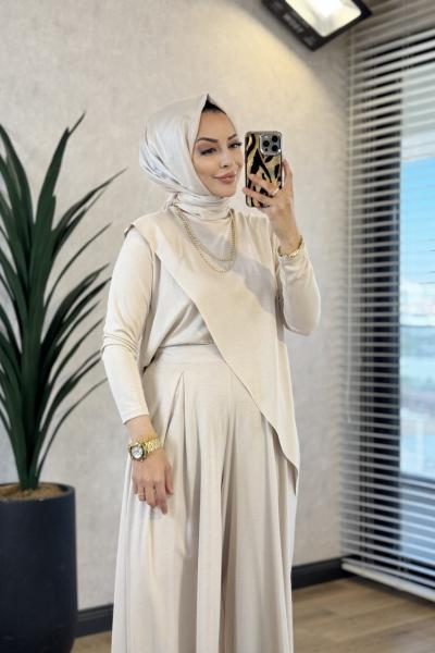 4405 Osyho Elif Asimetrik Takım Bej