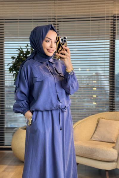 4458 Roba Cep Kapağı Parça Detaylı Takım İndigo