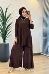 5005 Sandy Piliseli Pantolon Takım Kahve