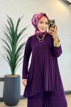 5005 Sandy Piliseli Pantolon Takım Mor