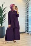 5005 Sandy Piliseli Pantolon Takım Mor