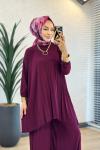 5005 Sandy Piliseli Pantolon Takım Mürdüm